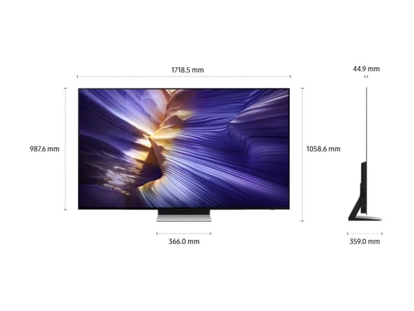 Samsung S90F QE77S90FAEXXH, 195,6 cm (77"), 3840 x 2160 piksler, OLED, Smart TV, Wi-Fi, Sort