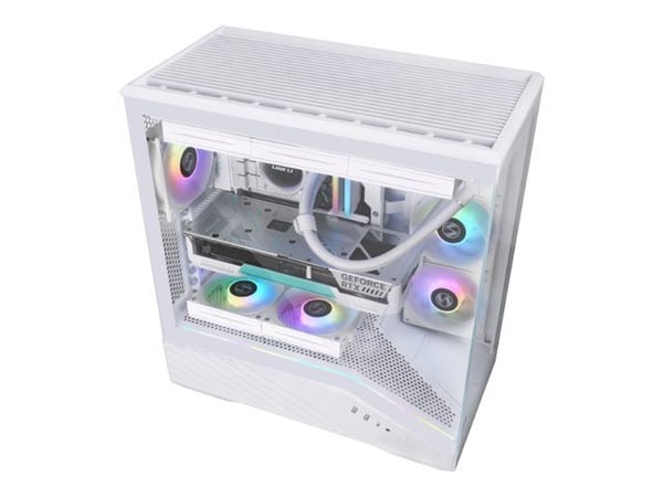 Lian Li Vector V100 - Mid tower spel - utökad ATX - genomskinlig sidopanel (härdat glas) - ingen strömförsörjning - vit - USB/ljud