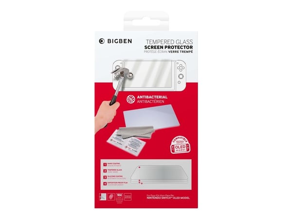 Bigben Interactive SWITCHOTEMPGLASS, Näytönsuoja, Nintendo Switch OLED, Läpinäkyvä, Karkaistu lasi, Naarmuuntumisenkestävä, Putoamisenkestävä, Nint...