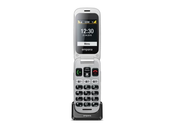 Emporia ONE, simpukka, 6,1 cm (2,4"), 2 MP, Bluetooth, 900 mAh, musta, harmaa, musta, harmaa