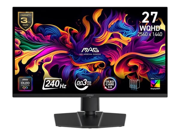 MSI MAG 273QP QD-OLED X24 - OLED-monitor - gaming - 27" (26,5" til at se) - 2560 x 1440 WQHD @ 240 Hz - 1000 cd/m² - 1500000:1 - DisplayHDR 400 Tru...