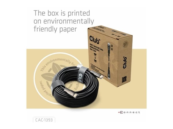 Club 3D - Ultra High Speed - HDMI-kabel - HDMI hann til HDMI hann - 50 m - skjermet hybrid kobber/fiber-optikk - svart - Active Optical Cable (AOC)...