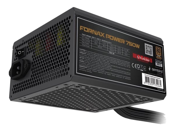 Gembird CCC-PSUBRONZE-750W-10 - Strømforsyning (intern) - ATX - 80 PLUS Bronze - AC 100-240 V - 750 watt - aktiv PFC - svart pulverjakke