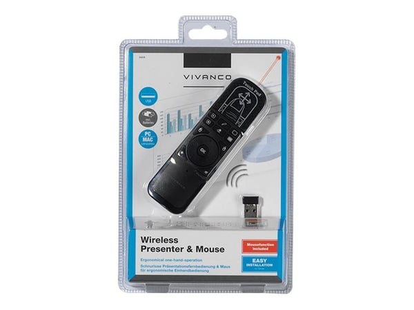Vivanco IT-WLPRES, RF, USB, 10 m, Musta