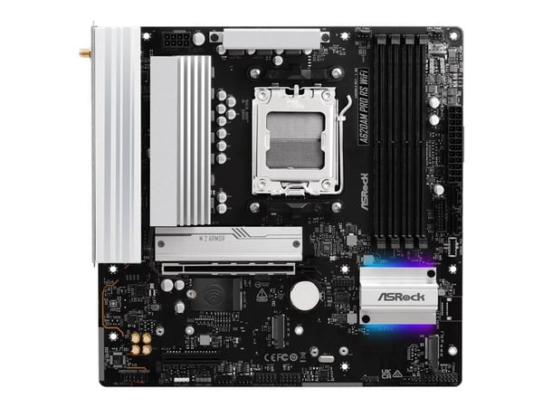 ASRock A620AM PRO RS WIFI - Hovedkort - micro ATX - Socket AM5 - AMD A620A Chipset - USB 3.2 Gen 1, USB-C 3.2 Gen 1 - 2.5 Gigabit LAN, Wi-Fi 6E, Bl...