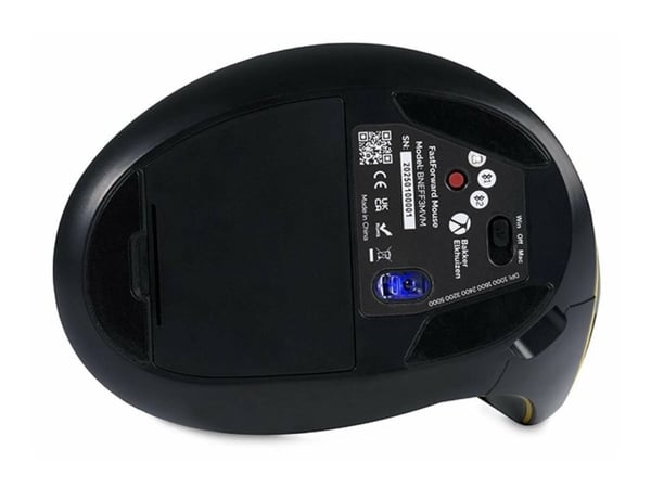 BakkerElkhuizen FastForward - Vertikal mus - ergonomisk - høyrehendt - optisk - 8 knapper - trådløs, kablet - Bluetooth 5.1, RF - mørk grå