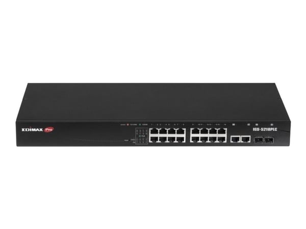 Edimax Pro IGS-5218PLC - Switch - industrial, Surveillance, VLAN, PoE+, Web, Smart - smart - 16 x 10/100/1000 (PoE+) + 2 x kombo Gigabit SFP/RJ-45 ...
