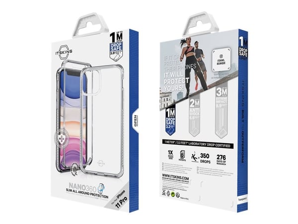 ITSKINS NANO360 suojakuori iPhone 11 Pro / XS / X®. Läpinäkyvä