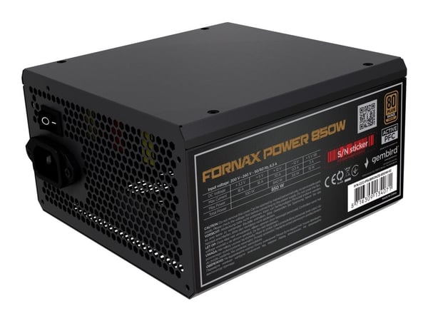 Gembird CCC-PSUBRONZE-850W-10 - Strømforsyning (intern) - ATX - 80 PLUS Bronze - AC 100-240 V - 850 watt - aktiv PFC - svart pulverjakke