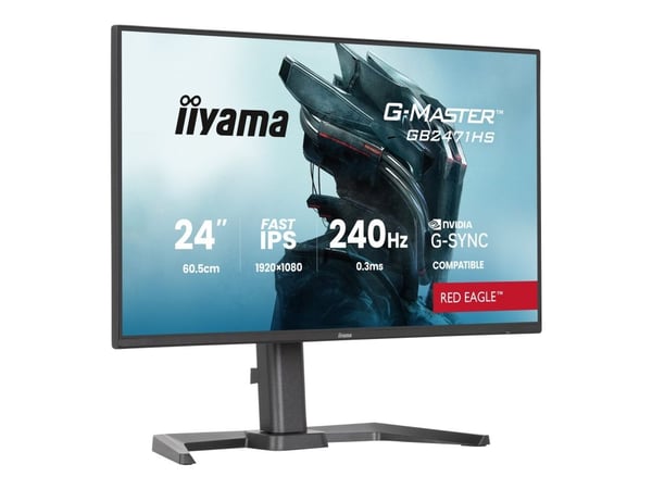 iiyama G-MASTER Red Eagle GB2471HS-B1 - LED-skjerm - gaming - 24" - 1920 x 1080 Full HD (1080p) @ 240 Hz - Fast IPS - 350 cd/m² - 1000:1 - 0.3 ms -...