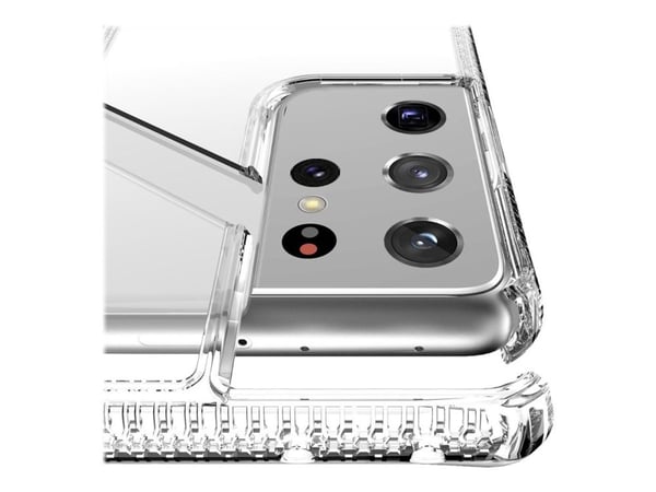 ITSKINS HYBRID // CLEAR - Baksidedeksel for mobiltelefon - polykarbonat, termoplast-polyuretan (TPU) - gjennomsiktig - for Samsung Galaxy S21 Ultra 5G