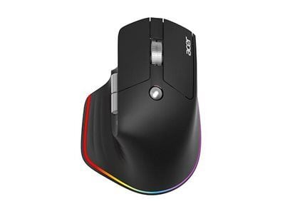 Acer Easy Fit - Mus - ergonomisk - optisk LED - 6 knapper - trådløs - 2.4 GHz, Bluetooth 5.0 - USB trådløs mottaker - svart