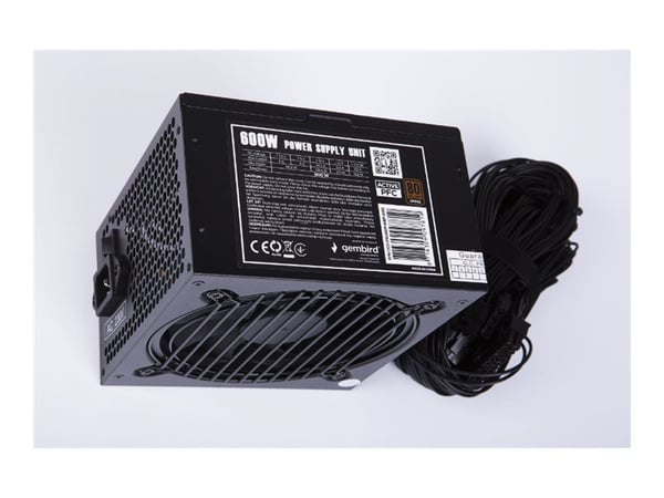 Gembird BlackBoxPower Series CCC-PSU80P-BBP-600 - Strømforsyning (intern) - ATX / BTX - 80 PLUS Bronze - AC 230 V - 600 watt - aktiv PFC - svart pu...