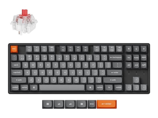 Keychron K8 MAX - Tastatur - QMK , mechanical, fully Assembled(hot-swappable) - 80% - bakgrunnsbelyst - trådløs - USB-C, Bluetooth 5.1, 2.4 GHz - t...