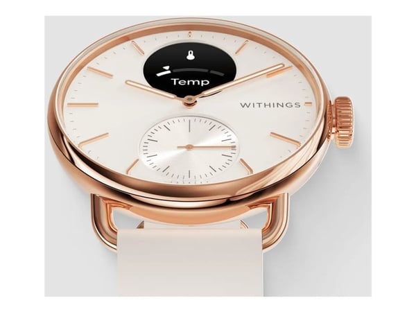 Withings ScanWatch 2 - 38 mm - rustfritt stål - hybridsmartur med bånd - fluorelastomer - håndleddstørrelse: 146-211 mm - monokrom - Bluetooth - 34...
