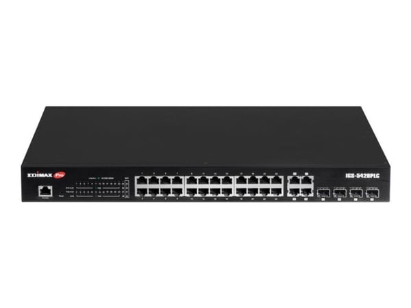 Edimax Pro IGS-5428PLC - Switch - industrial, Surveillance, VLAN, PoE+, Web, Smart - smart - 24 x 10/100/1000 (PoE+) + 4 x kombo Gigabit SFP/RJ-45 ...