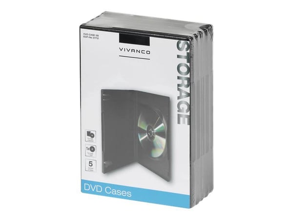 Vivanco 31712, DVD-kotelo, 1 levyt, Musta, 136 mm, 190 mm, 73 mm