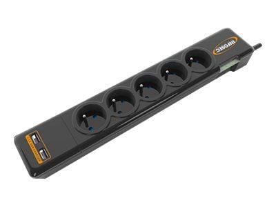 Infosec S5 USB NEO, 306 J, 5 AC-pistorasia(a), Tyyppi F, 230 V, 50 Hz, 3680 W