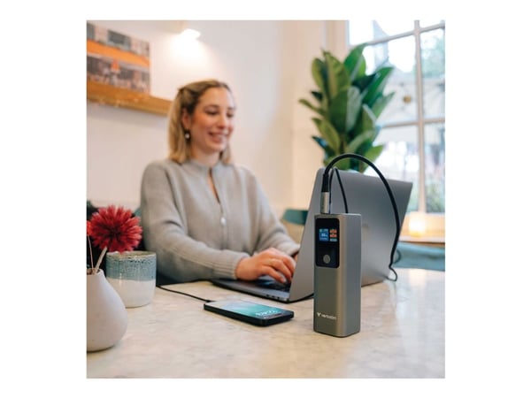 Verbatim Charge 'n' Go - Trådløs nødlader - magnetmontering - 27000 mAh - 65 watt - Fast Charge - 3 utgangskontakter (USB-C) - grå