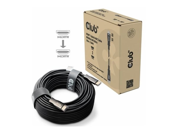 Club 3D - Ultra High Speed - HDMI-kabel - HDMI hann til HDMI hann - 50 m - skjermet hybrid kobber/fiber-optikk - svart - Active Optical Cable (AOC)...