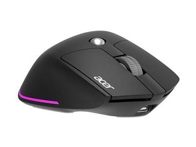 Acer Easy Fit - Mus - ergonomisk - optisk LED - 6 knapper - trådløs - 2.4 GHz, Bluetooth 5.0 - USB trådløs mottaker - svart