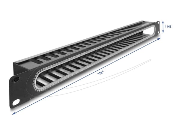 Delock - Kabelroutingpanel - svart, RAL 9005 - 1U - 19"