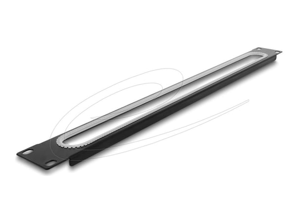 Delock - Rack kabelhåndteringsrutepanel - med åpnings- og kantbeskyttelse - svart (RAL 9005) - 1U - 19"