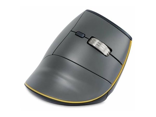 BakkerElkhuizen FastForward - Vertikal mus - ergonomisk - høyrehendt - optisk - 8 knapper - trådløs, kablet - Bluetooth 5.1, RF - mørk grå