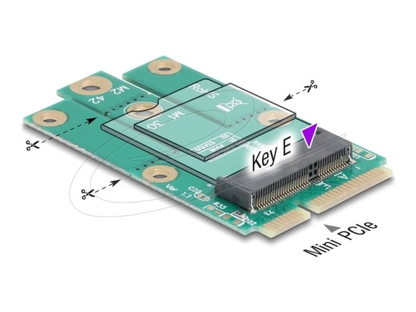 Delock - Grensesnittsadapter - to M.2 Key E slot - M.2 - M.2 Card - PCIe Mini Card, USB 2.0