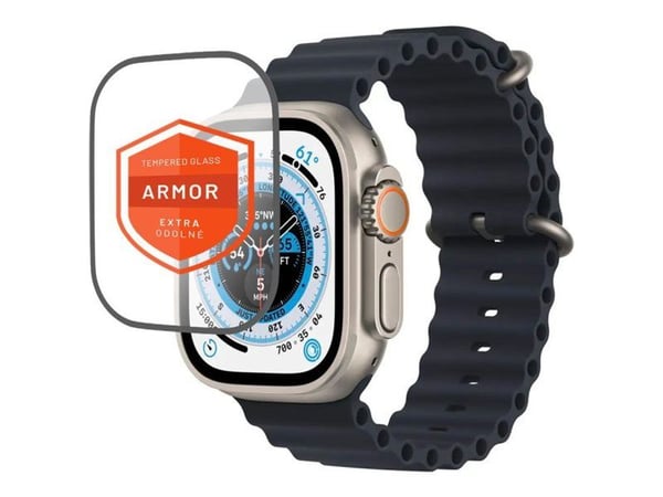 FIXED Armor - Skjermbeskyttelse for smart armbåndsur - 2.5D - glass - rammefarge svart - for Apple Watch (49 mm)