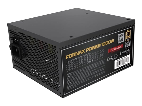 Gembird CCC-PSUGOLD-1000W - Strømforsyning (intern) - ATX - 80 PLUS Gold - AC 100-240 V - 1000 watt - aktiv PFC - svart pulverjakke