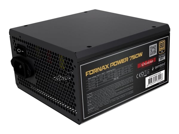 Gembird CCC-PSUBRONZE-750W - Strømforsyning (intern) - ATX - 80 PLUS Bronze - AC 100-240 V - 750 watt - aktiv PFC - svart pulverjakke