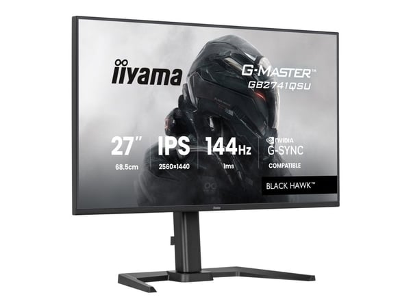 iiyama G-MASTER Black Hawk GB2741QSU-B1 - LED-skjerm - gaming - 27" - 2560 x 1440 @ 144 Hz - IPS - 350 cd/m² - 1500:1 - 1 ms - HDMI, DisplayPort - ...