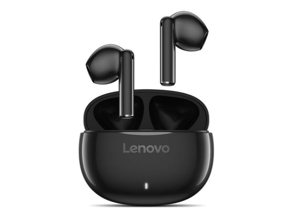 Lenovo E310 - True wireless-hodetelefoner med mikrofon - i øret - Bluetooth - aktiv støydemping - svart