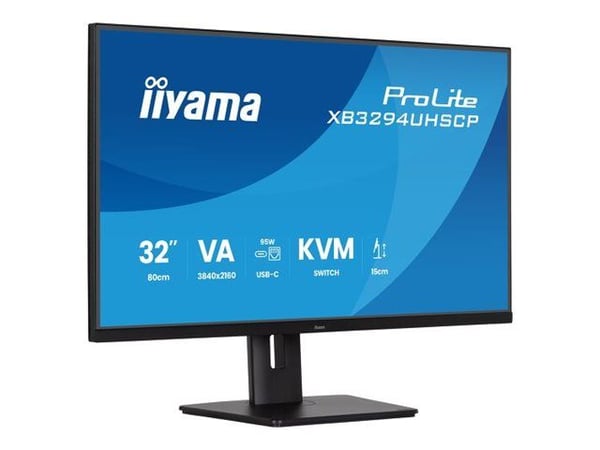 iiyama ProLite XB3294UHSCP-B1 - LED-skärm - 31.5" - 3840 x 2160 4K @ 60 Hz - VA - 400 cd/m² - 3000:1 - 2 ms - HDMI, DisplayPort, USB-C - högtalare ...