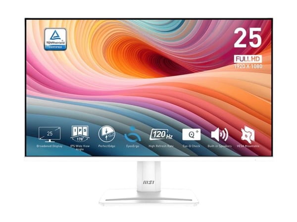 MSI PRO MP251W E2 näyttö 24.5" 120 Hz IPS, valkoinen