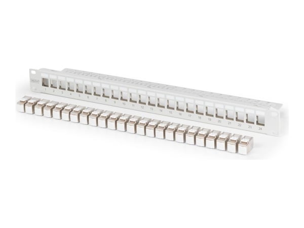 DIGITUS - Kytkentäpaneeli - modulaarinen - telineasennus - CAT 6a - RJ-45 X 24 - vaaleanharmaa, RAL7035 - 1U - 19\"