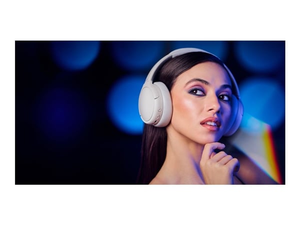 Panasonic RB-M600BE - Hodetelefoner med mikrofon - full størrelse - Bluetooth - trådløs - aktiv støydemping - 3,5 mm jakk - beige