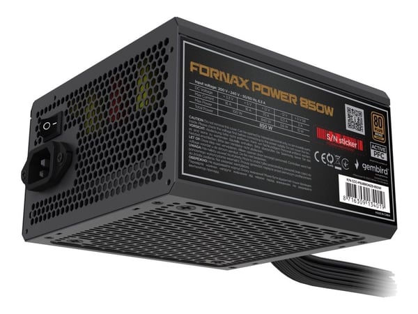 Gembird CCC-PSUBRONZE-850W - Strømforsyning (intern) - ATX - 80 PLUS Bronze - AC 100-240 V - 850 watt - aktiv PFC - svart pulverjakke