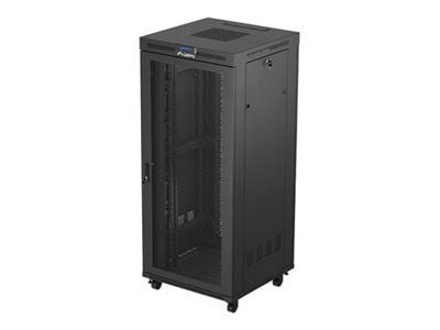 Lanberg FF01 series - Rack skåp - 800 x 800, platt paket, med nätdörr, LCD - med LCD-skärm, termostat, 4 kylfläktar - fristående, golvstående - sva...