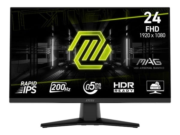 MSI MAG 242F - LCD-skjerm - gaming - 24" (23.8" synlig) - 1920 x 1080 Full HD (1080p) @ 200 Hz - Fast IPS - 1000:1 - 0.5 ms - HDMI, DisplayPort