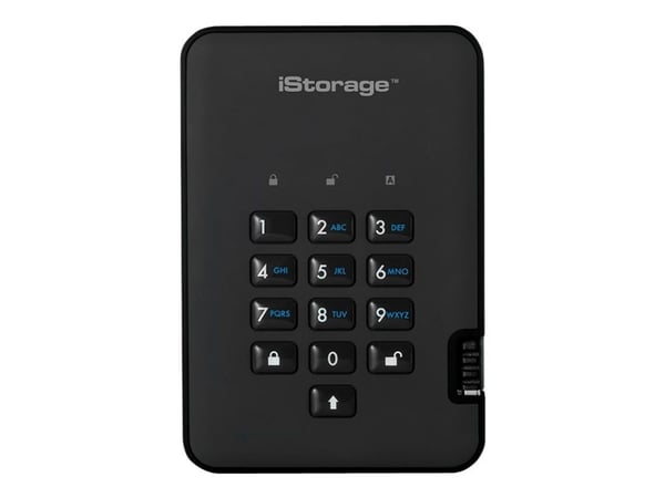 iStorage diskAshur 2, 2000 GB, 3.2 Gen 1 (3.1 Gen 1), 5400 rpm, Sort