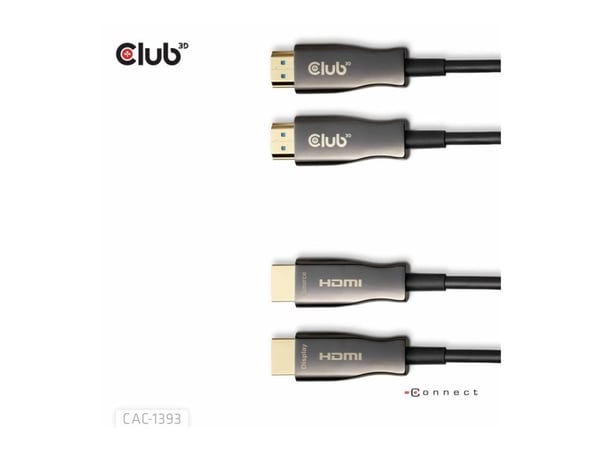 Club 3D - Ultra High Speed - HDMI-kabel - HDMI hann til HDMI hann - 50 m - skjermet hybrid kobber/fiber-optikk - svart - Active Optical Cable (AOC)...
