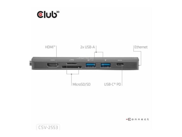 Club 3D - Dokkingstasjon - for skrivebord, bærbar - USB-C - HDMI - 1GbE