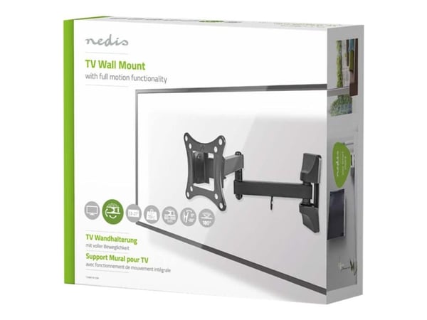 Nedis TVWM1510BK - Brakett - full bevegelse - for TV - stål - svart - skjermstørrelse: 13"-27" - veggmonterbar