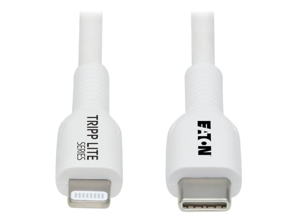 Eaton Tripp Lite Series Safe-IT USB-C to Lightning Sync/Charge Antibacterial Cable (M/M), MFi Certified, White, 1 m (3.3 ft.) - Lightning-kabel - 2...
