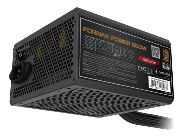Gembird CCC-PSUBRONZE-650W-10 - Strømforsyning (intern) - ATX - 80 PLUS Bronze - AC 100-240 V - 650 watt - aktiv PFC - svart pulverjakke