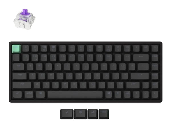 Keychron K2 HE - Tastatur - 75% - bakgrunnsbelyst - trådløs - 2.4 GHz, USB, Bluetooth 5.2 - tastsvitsj: Gateron Double-Rail Nebula (hot-swappable) ...