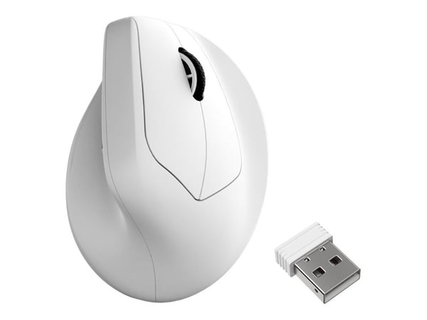 Keychron M5 - Vertikal mus - ergonomisk - optisk - 7 knapper - trådløs, kablet - 2.4 GHz, Bluetooth 5.3, USB-C - hvit