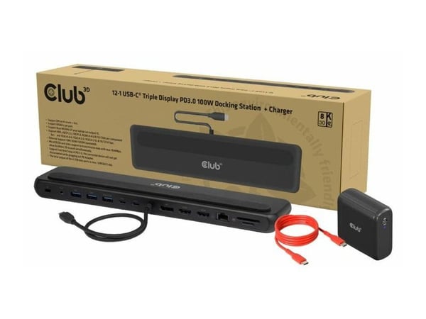 Club 3D - Dokkingstasjon - for skrivebord, bærbar - USB-C - 2 x HDMI, DP - 1GbE